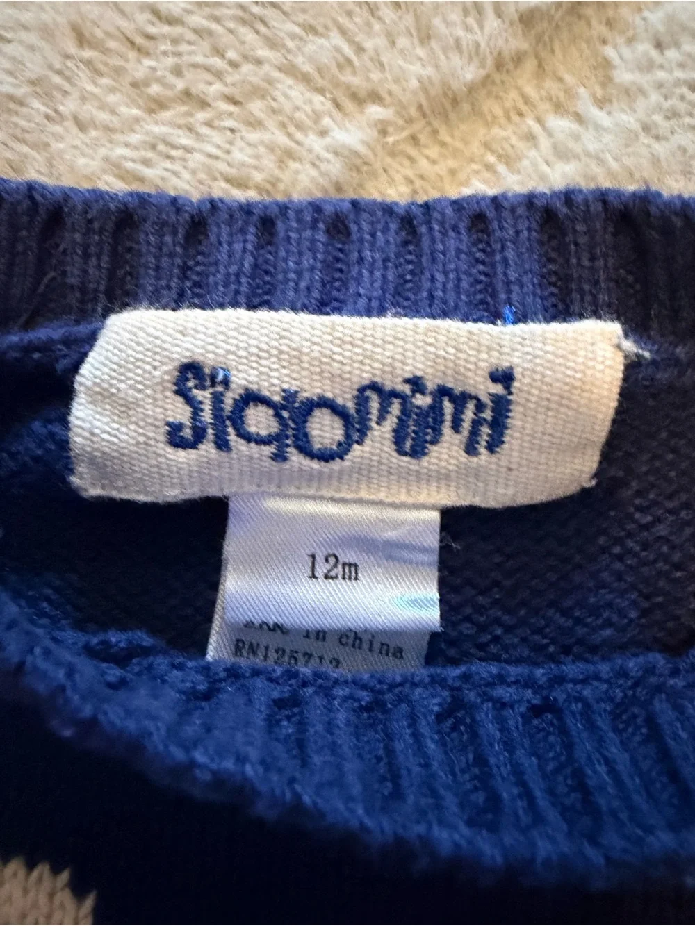 12 month Navy Kids Sweater with Colorful Mountain Design
